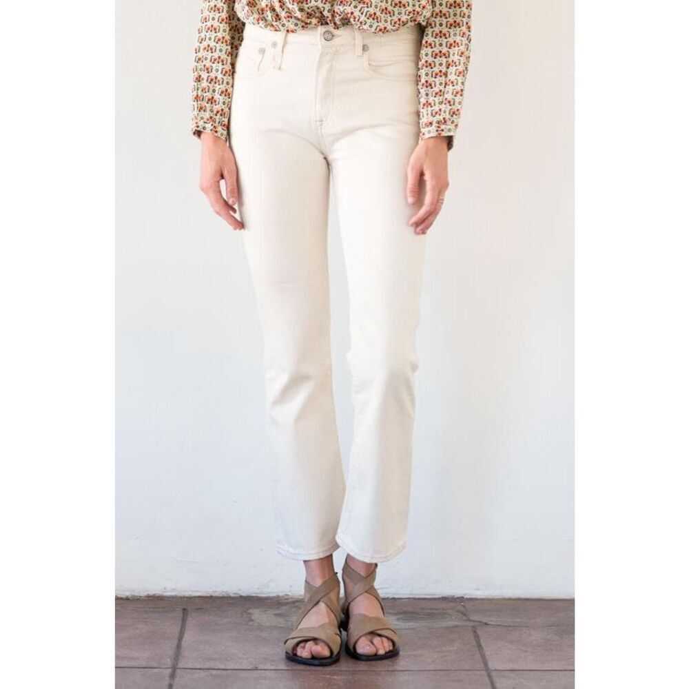 R13 Women’s High Rise Kick Fit Flare Jeans in Kent Ecru Cream Size 25